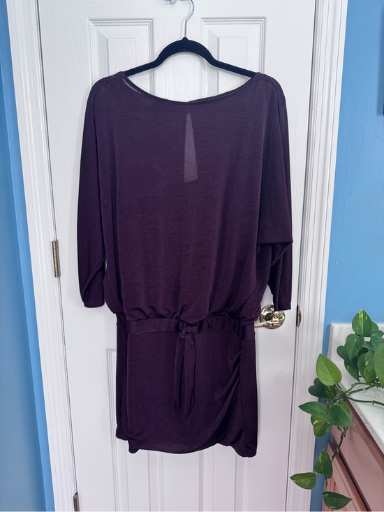 White House Black Market Dresses & Skirts - White House Black Market Plum Dolman-Sleeve Waist-Tie Tunic